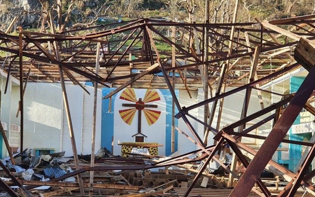 The Melsisi Catholic Church was ruined by Tropical Cyclone Harold.
