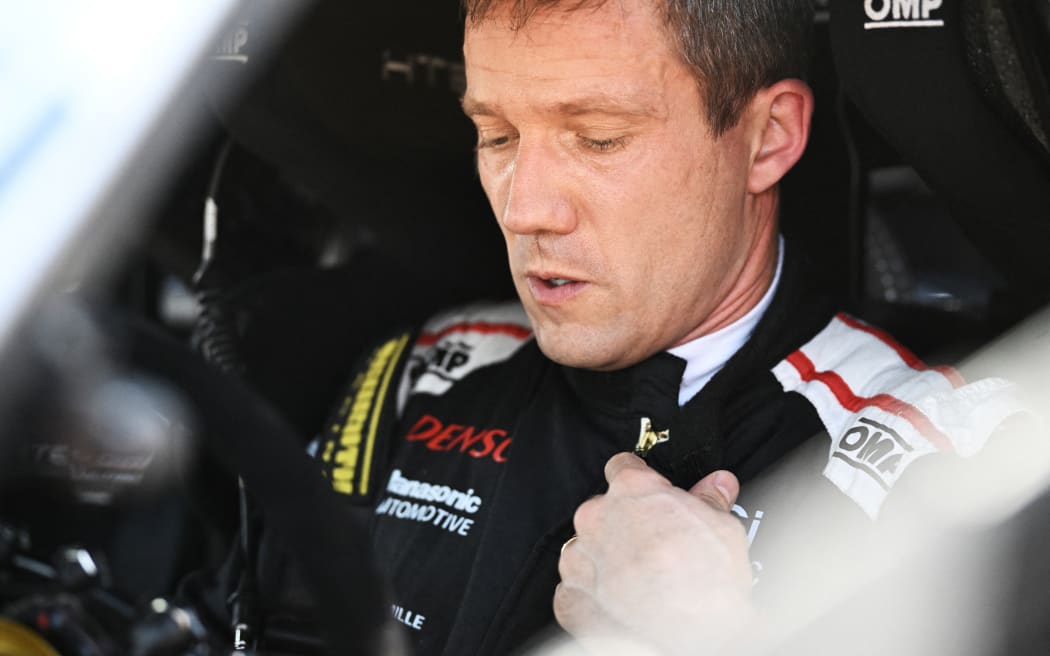 The driver Sebastien Ogier and co-driver Vincent Landais of the team Toyota Gazoo Racing WRT, Toyota GR Yaris Rally1, face the 4th day of the race during the FIA World Rally WRC Rally in Jeddah, Saudi Arabia, on November 29, 2025. (Photo by Luca Barsali/NurPhoto) (Photo by Luca Barsali / NurPhoto via AFP)