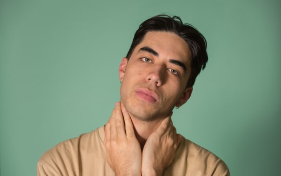 Teeks (also known as Te Karehana Gardiner-Toi) photographed at RNZ studios in Auckland.