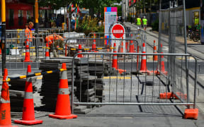 Road cones in Christchurch in December 2015.