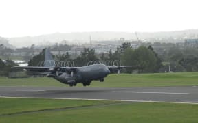 A Royal New Zealand Air Force C-130 Hercules aircraft.