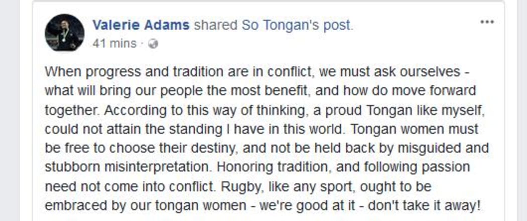 Valerie Adams responds to Tonga govt