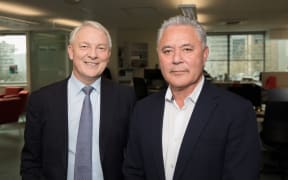 Phil Goff and John Tamihere after the Morning Report Auckland mayoral debate.