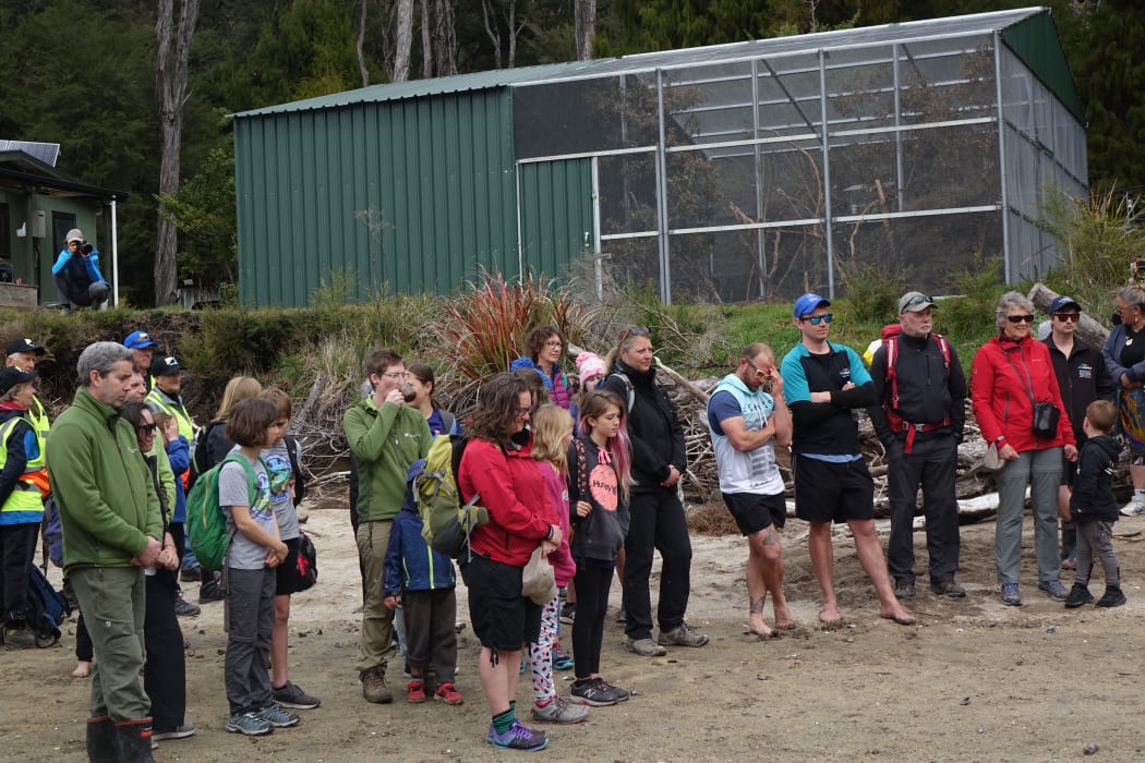 Gathering ceremony for the kākā release.