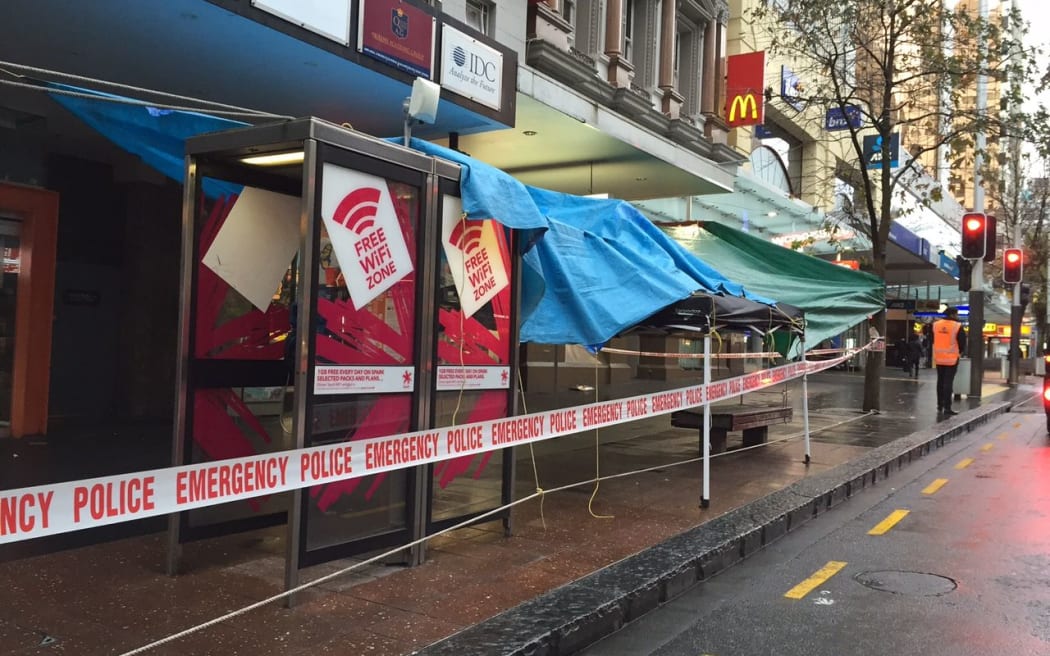 The police cordon around the area where the body was discovered.