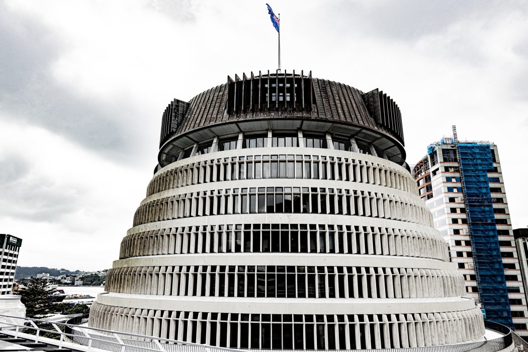 The top floors of the Beehive as seen from the roof of Parliament House.