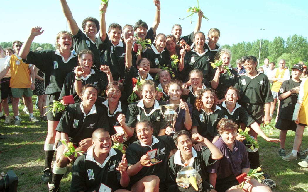 Black Ferns celebrate winning the 1998 Women's Rugby World Cup
New Zealand v USA
Photo Credit: Joanna Caird / Photosport