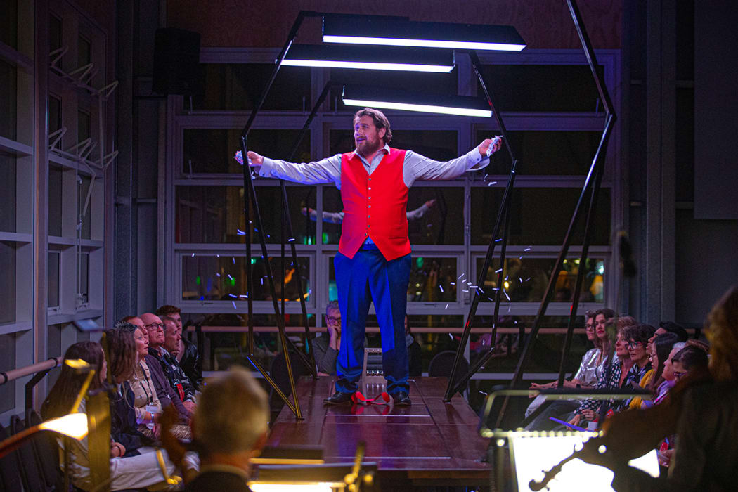 Robert Tucker in NZ Opera's 2020 production of Eight Songs for a Mad King