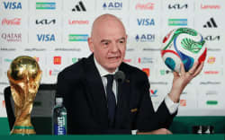 FIFA President Gianni Infantino holds a press conference in Mexico City on June 10, 2026.( The Yomiuri Shimbun ) (Photo by Takuya Yoshino / The Yomiuri Shimbun via AFP)