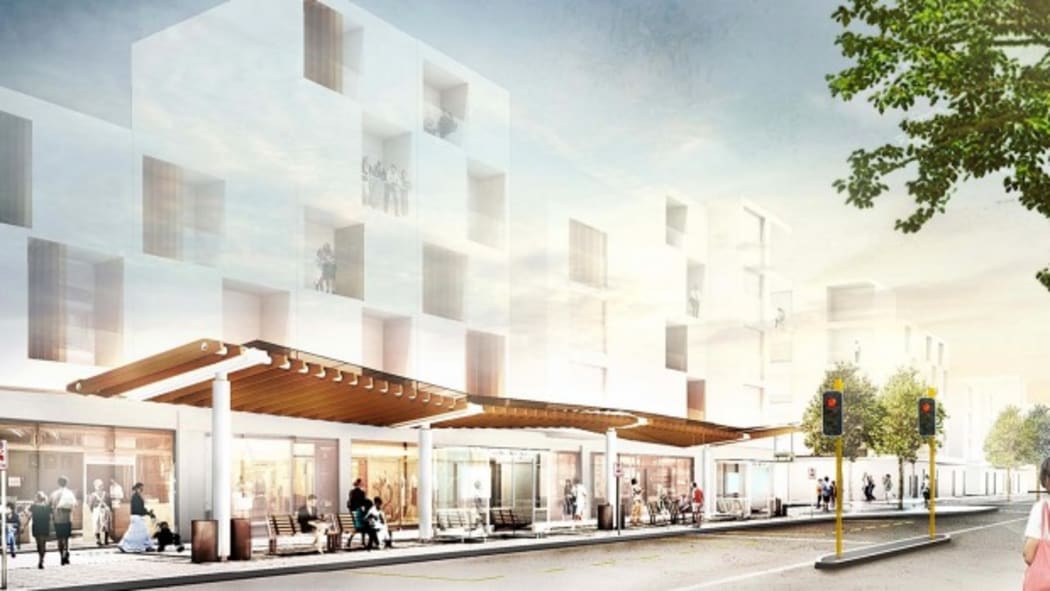 An artist's impression of the Christchurch super bus-stop.