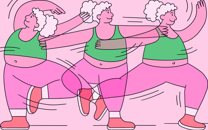 Dancing person in 3 poses