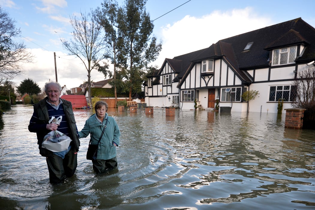 Streets in the village of Wraysbury in Berkshire were under water.
