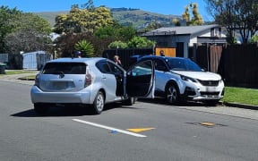 The aftermath of a crash in the Christchurch suburb of South Brighton, on Rocking Horse Road