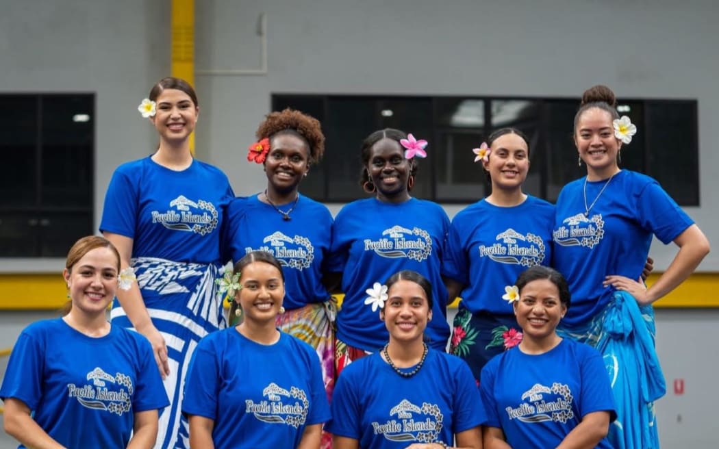 The 2025 Miss Pacific Islands Pageant contestants with 2024 Miss Pacific Islands Moemoana Safato'a Schwenke (front, second left) in Honiara. 2 February 2025