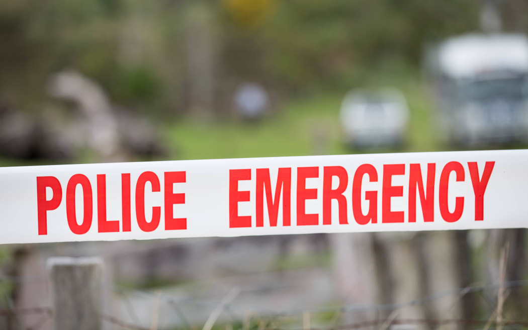 Police tape cordons off the property at Taharoa.