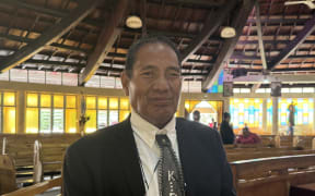 Alexander Teabo, Kiribati Education Minister, at Church in Tonga.