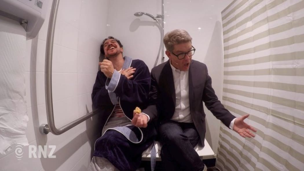 TVNZ Breakfast host John Campbell and James Nokise.