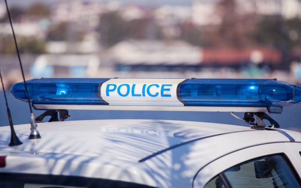 police car sign. siren light. France.