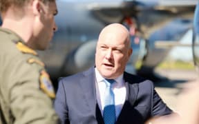 Prime Minister Christopher Luxon at the Royal New Zealand Air Force base in Auckland.