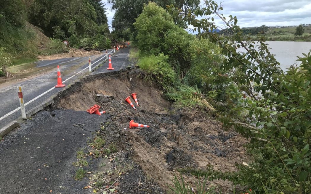 Te Puna Station Road could be permanently closed after slips. Photo: Western Bay of Plenty District Council.