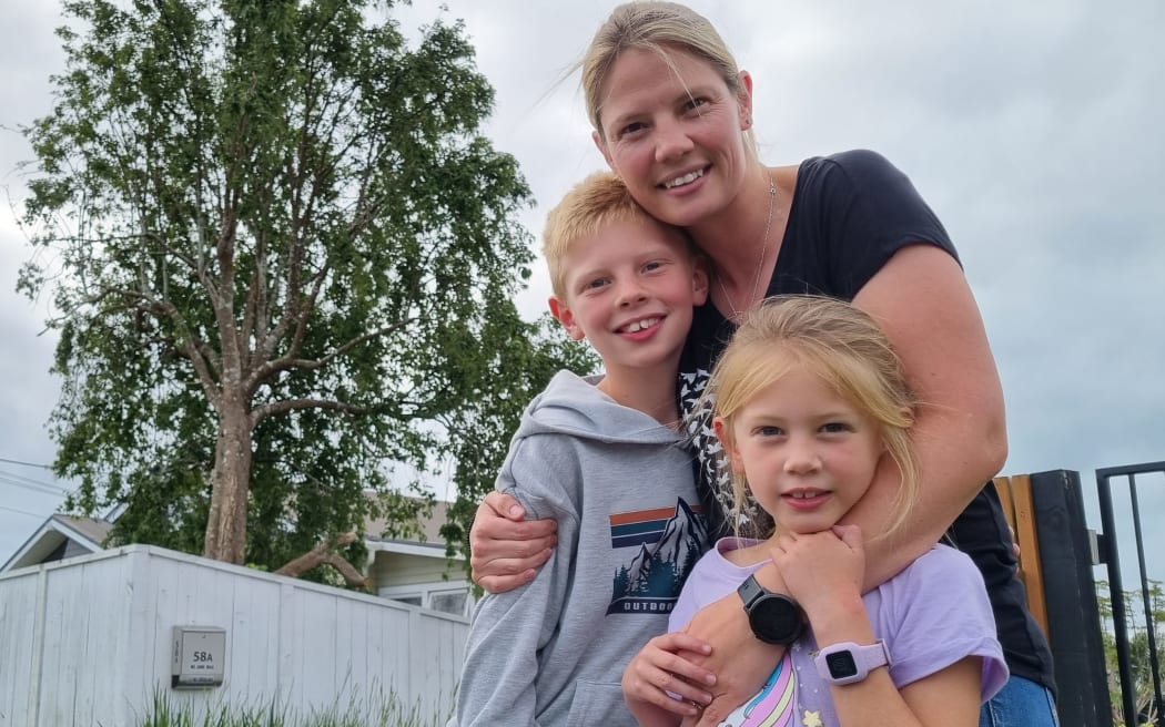 Mum Megan came out to donate with Quinn and Jackson - helping New Plymouth foodbank