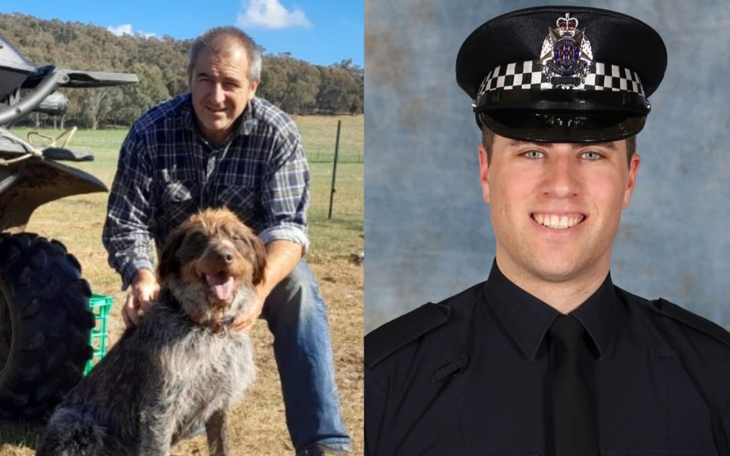 Detective Leading Senior Constable Neal Thompson (left) and Senior Constable Vadim De Waart were shot and died at the scene in rural Victoria.