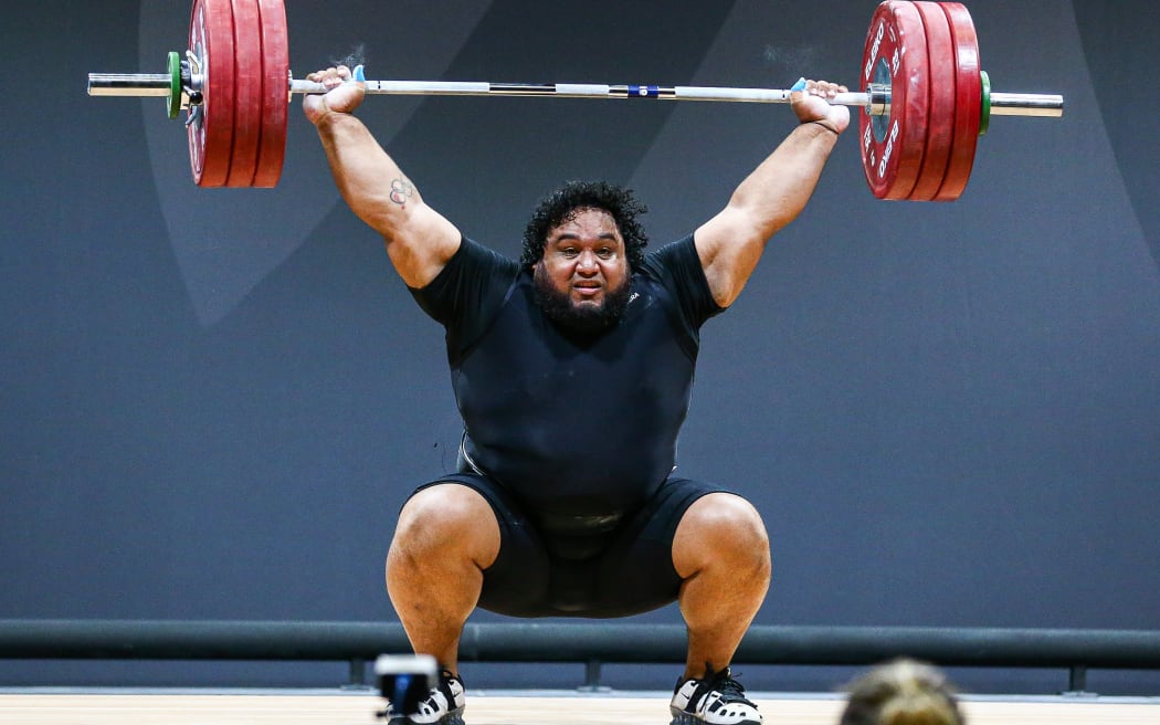 David Liti of New Zealand, during the Oceania Weightlifting Championships, 2024.