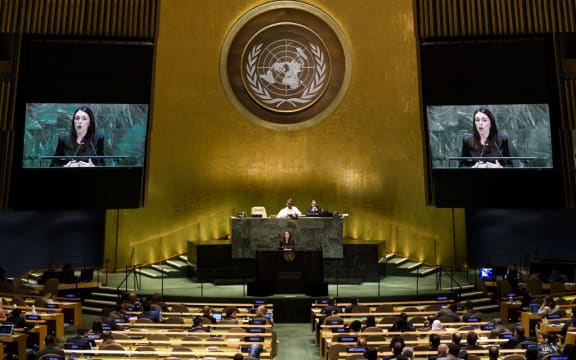 Prime Minister of New Zealand Jacinda Ardern speaks during the 74th session of the United Nations General Assembly on September 24, 2019 at the United Nations Headquarters in New York City.