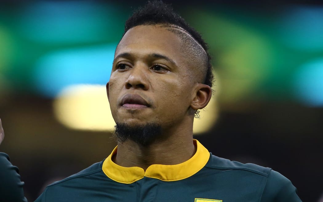 South Africa's Elton Jantjies lines up ahead of the autumn international rugby union test match between Wales and South Africa at the Principality stadium in Cardiff, south Wales, on November 24, 2018.