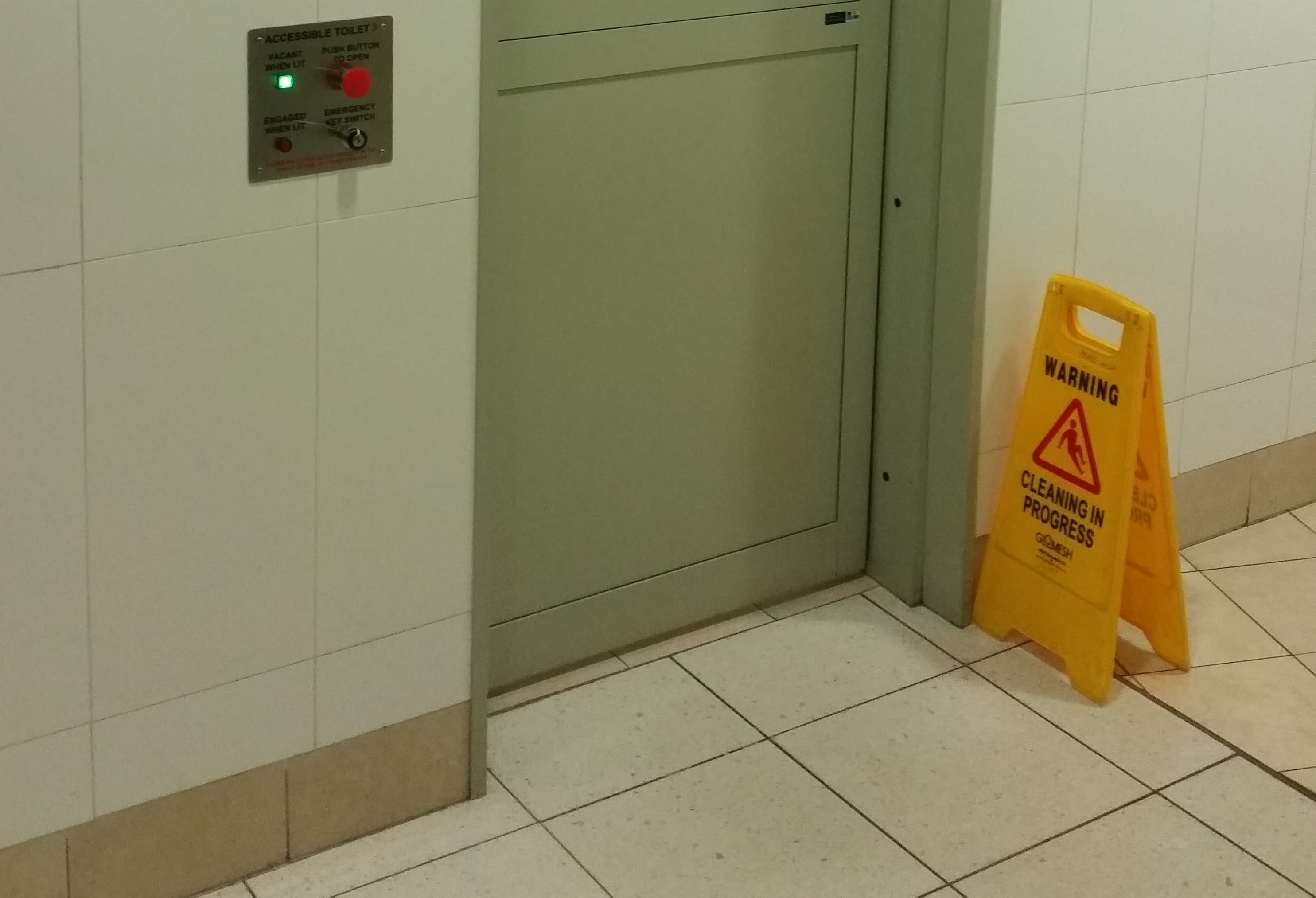 The mall toilet at Westfield Manukau, where a man was found with a mystery substance that led to three hospitalisations.