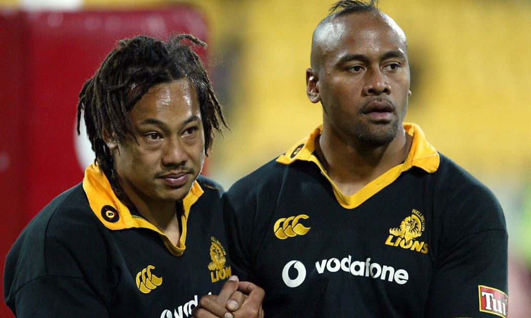 Wellington, Hurricanes and All Black teamates Tana Umaga (left) and Jonah Lomu.