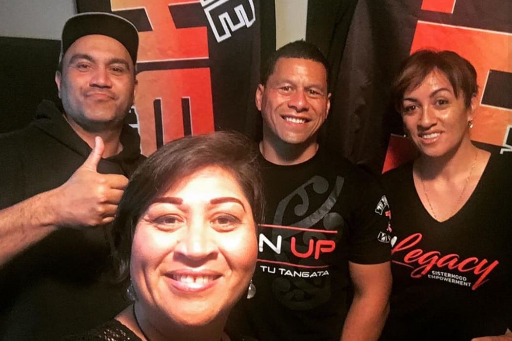 Norman Rahiri with the crew and guest at The Heat 99.1FM in Rotorua