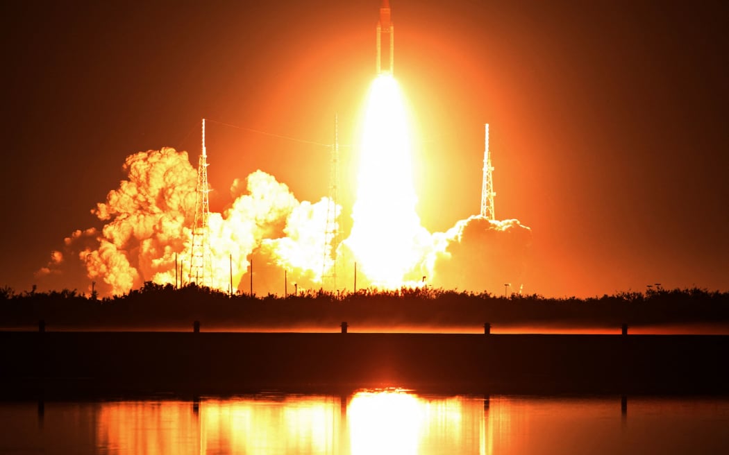 The Artemis I unmanned lunar rocket lifts off at Cape Canaveral, Florida.