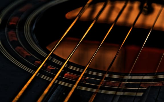 Closeup of guitar strings