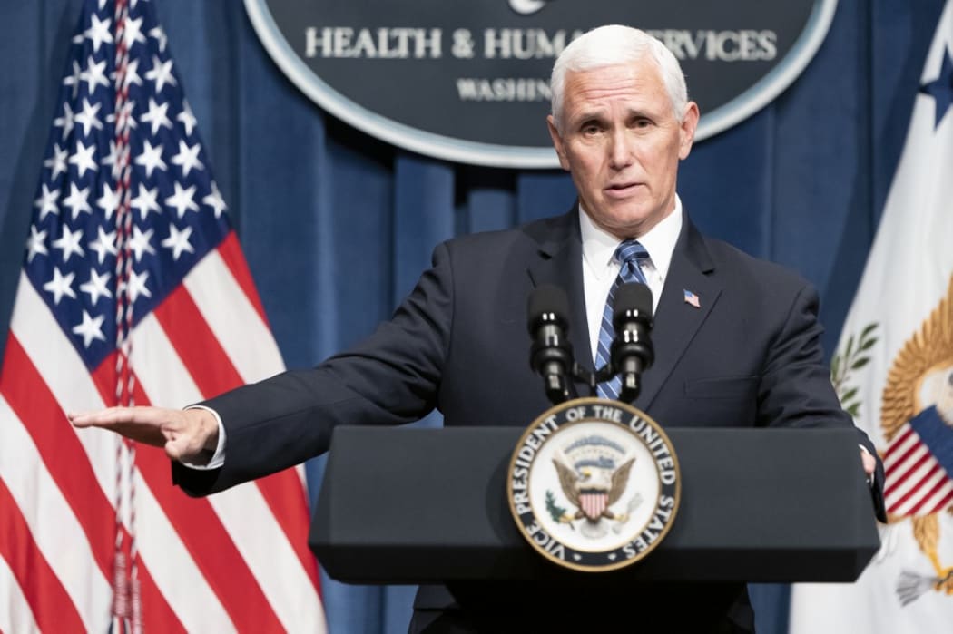 WASHINGTON, DC - JUNE 26: Vice President Mike Pence speaks after leading a White House Coronavirus Task Force briefing at the Department of Health and Human Services on June 26, 2020 in Washington, DC.