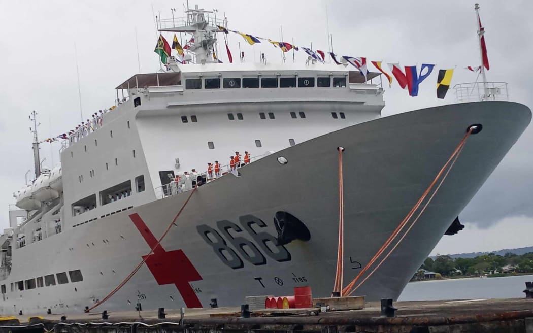 Chinese medical ship, Ark Peace, in Port Vila, Vanuatu. 9 August 2023.