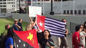 Supporters of independence for West Papua also at Parliament during the State visit.