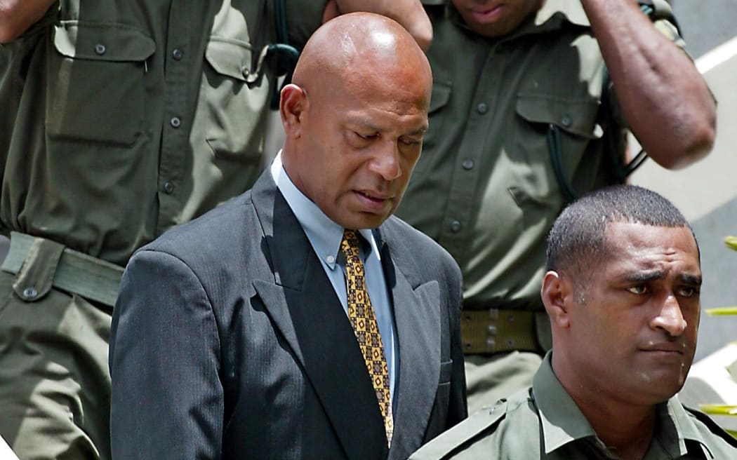 Fiji coup leader George Speight (C) leaving the High Court in Suva after being sentenced to death for high treason fin 2002.