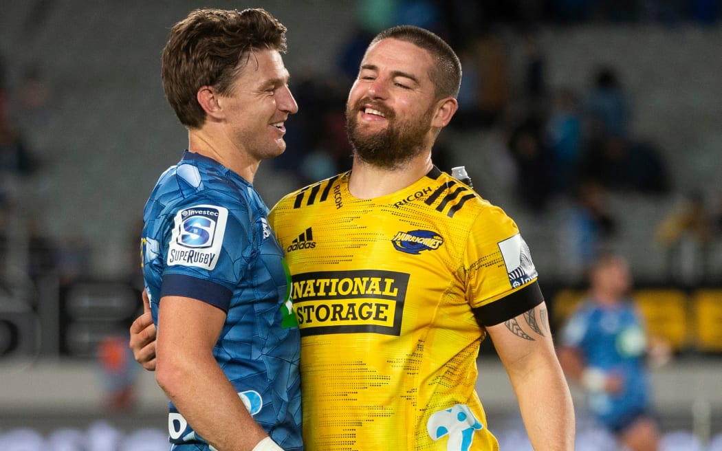 Blues fullback Beauden Barrett and Hurricanes captain Dane Coles