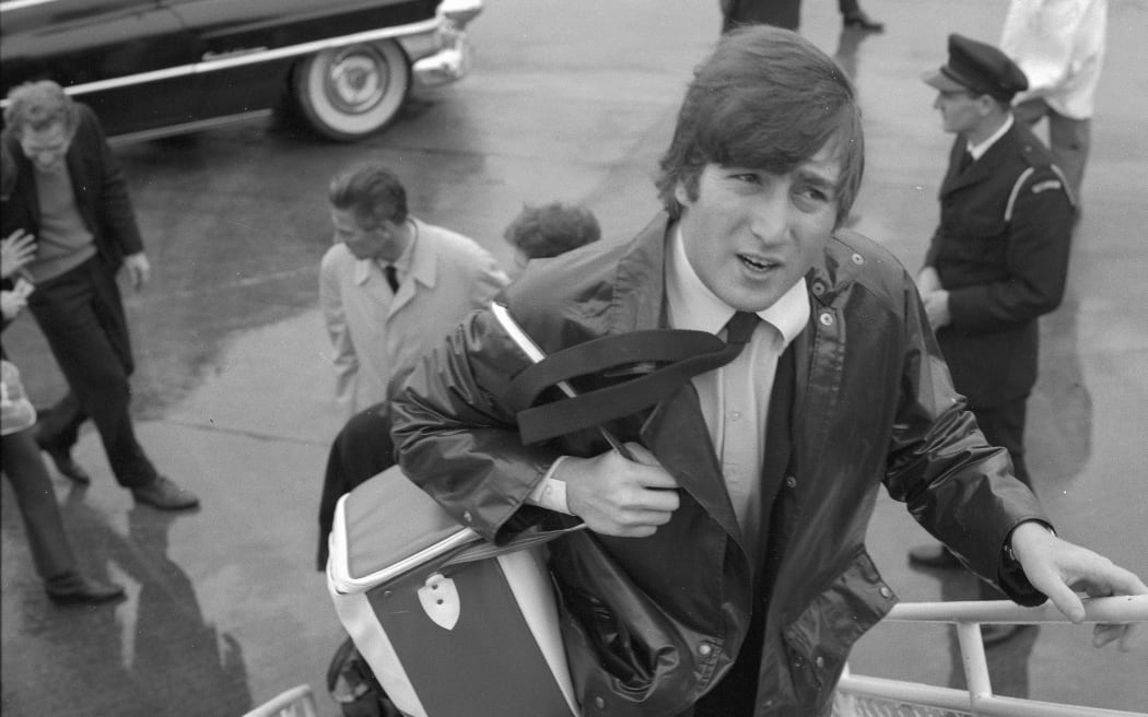Beatle John Lennon leaving Wellington.