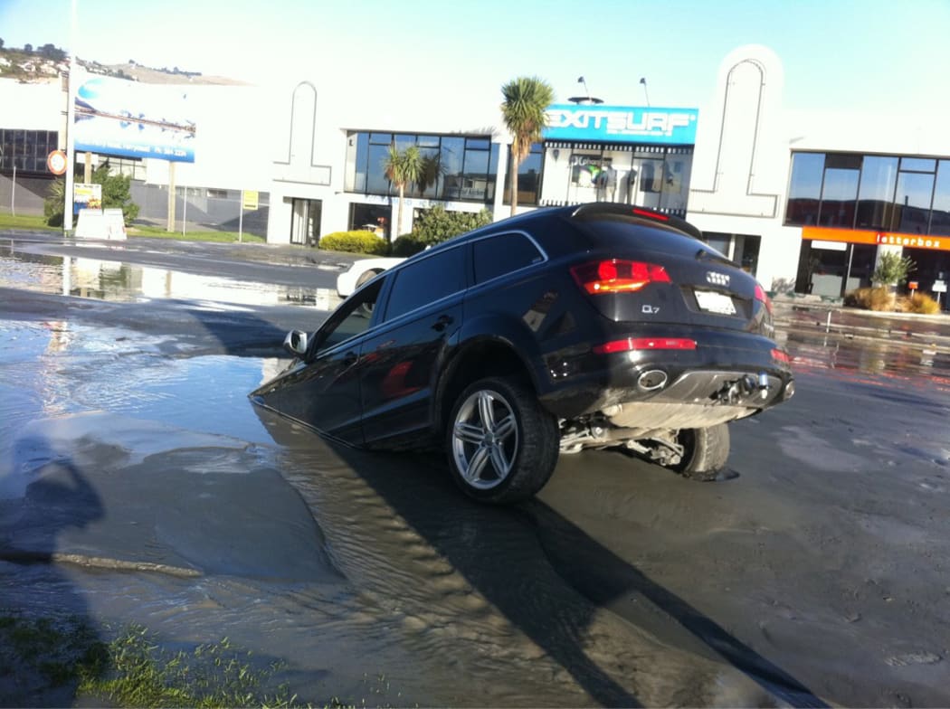 Roads have been affected by liquefaction.