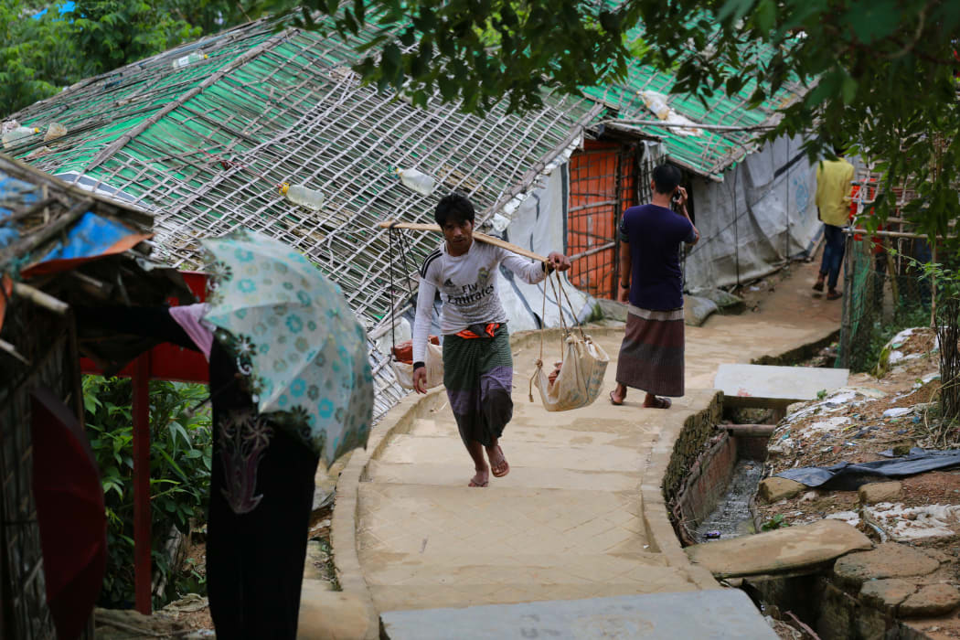 Rohingya people are seen at Jamtoli refugee camp at Ukhia in Coxs Bazar in Bangladesh on August 23, 2020.