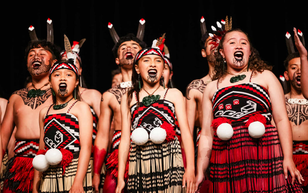 Te Kapa Pūawai from Te Kura Kaupapa Māori o Hoani Waititi Marae, winners of Te Mana Kuratahi 2023.