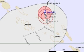 Tropical cyclone forecast track map for Raquel.