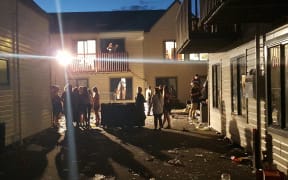 The scene of the balcony collapse off Castle Street in Dunedin on Friday 4 March 2016.