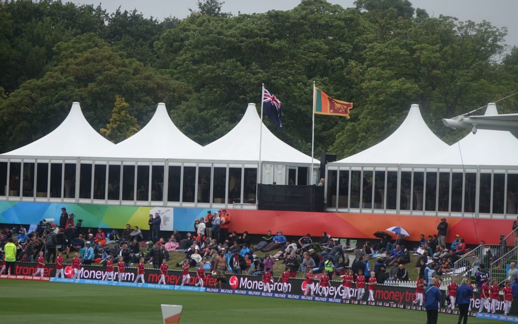 The crowd at New Zealand versus Sri Lanka at the Cricket World Cup at Christchurch's Hagley Oval.
