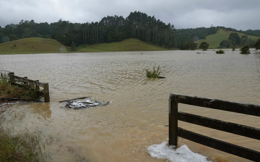 Flooded farmland at Whakapara, on the road to Oakura.