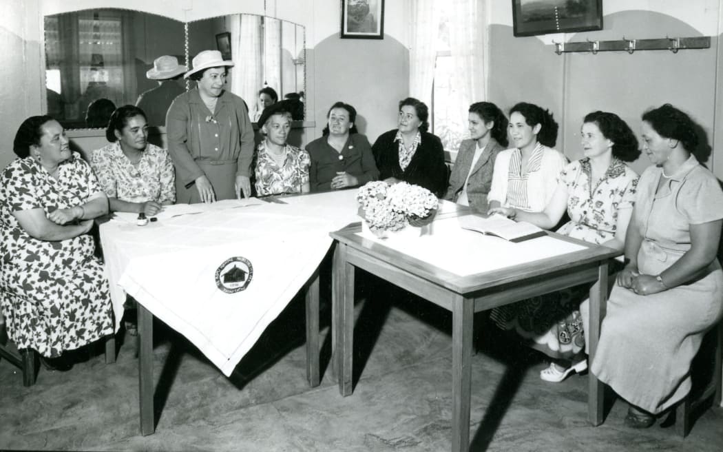 Women gather at a branch meeting, probably at Ruatōria, in the 1950s.
