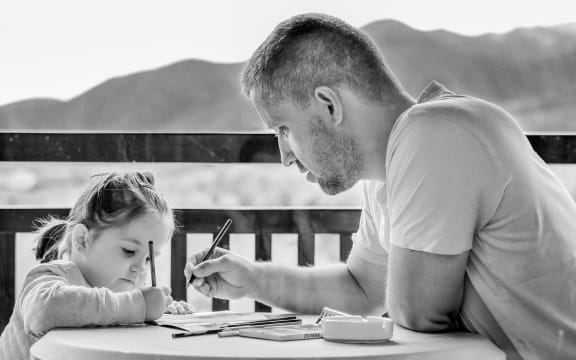 Father and daughter painting