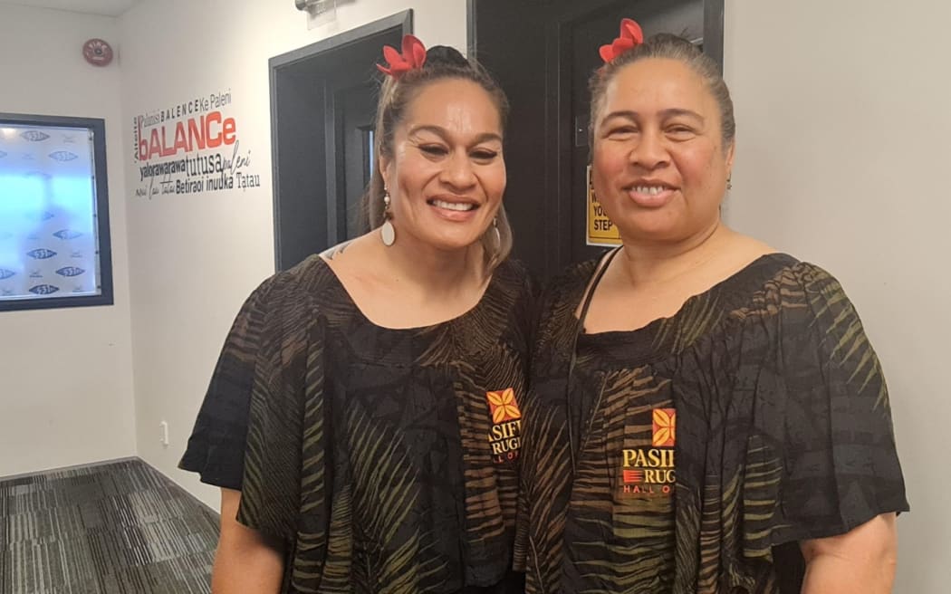 Former Black Ferns players - (L-R)  Seiuli Fioao'o Fa'amausili and Adrienne Leaoasavai'i